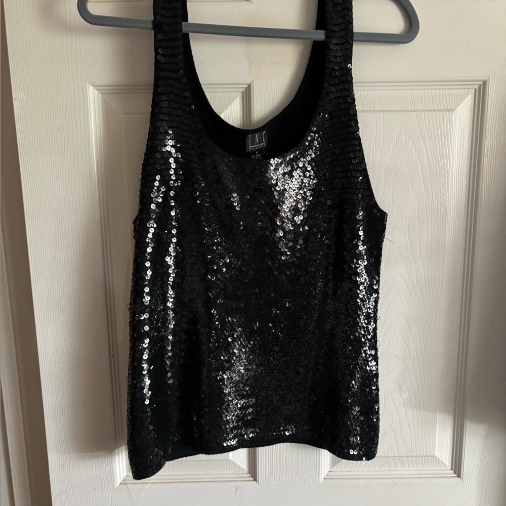 Black Sequin Tank Top